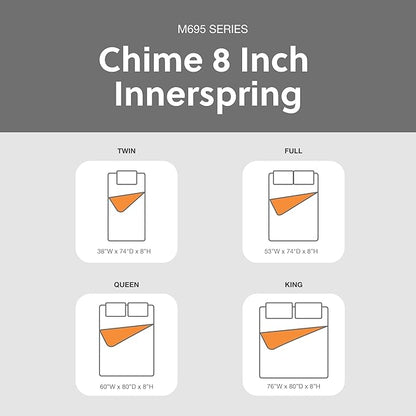 Signature Design by Ashley Queen Size Chime 8 Inch Medium Firm Innerspring Mattress with Pressure Relief Quilt Foam, Fiberglass Free, Mattress In A Box