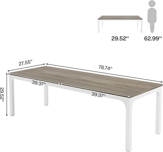 Tribesigns 78.7 Inches Extra Long Computer Desk 2 Person Desk, Double Long Desk, Workstaion for Home Office, Oak+White