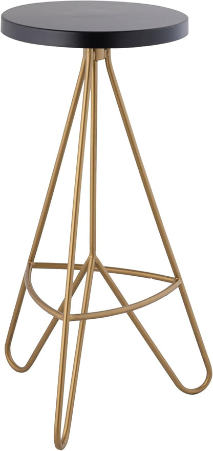 JONATHAN Y BSL1002A Trinity 30" Modern Industiral Iron Tripod Backless Bar Stool for Home, Kitchen, Dining Room, Workspaces, Cafes and Resturants, Black Seat with Gold Frame