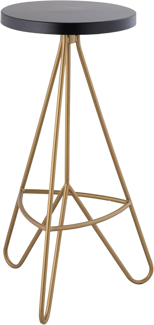 JONATHAN Y BSL1002A Trinity 30" Modern Industiral Iron Tripod Backless Bar Stool for Home, Kitchen, Dining Room, Workspaces, Cafes and Resturants, Black Seat with Gold Frame