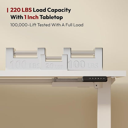 SANODESK L Shaped Standing Desk Adjustable Height, Electric Corner Standing Desk, 63 x 55 inch Sit Stand Computer Table with Splice Board, White