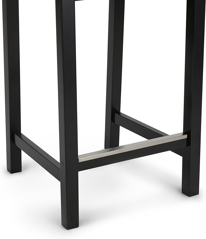 Amazon Basics Wooden Bar Stool with Backrest 24", Black, Set of 2