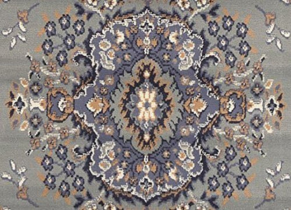 Home Dynamix Premium Sakarya Traditional Medallion Border Area Rug, Silver, 3'7"x5'2" Rectangle