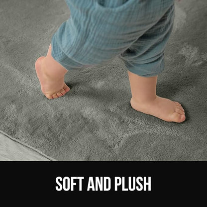 GORILLA GRIP Slip Resistant Soft Washable Stain Resistant Area Rug, 5x7, Plush Thick Carpet for Nursery, Bedroom, Living Room, Non-Shedding Floor Rugs, Kid and Pet Friendly, Baby Home Decor, Gray