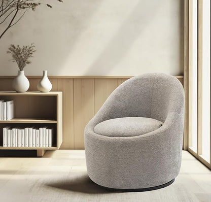 360° Swivel Accent Chair, Mid-Century Modern Chair with Hidden Storge, Small Swivel Chair with Arms for Living Room/Office-Light Grey