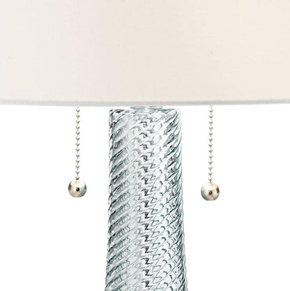 Possini Euro Design Miriam Modern Table Lamp 28 1/2" Tall Light Aqua Blue Swirl Textured Glass White Drum Shade Decor for Living Room Bedroom House Bedside Nightstand Home Office Family Entryway
