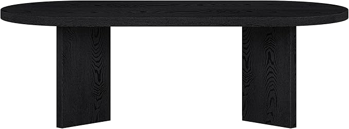 Henn&Hart 48" Oval Wood Low-Profile Coffee Table for Living Room, Family Room or Office, Black Grain