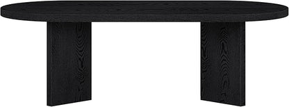 Henn&Hart 48" Oval Wood Low-Profile Coffee Table for Living Room, Family Room or Office, Black Grain