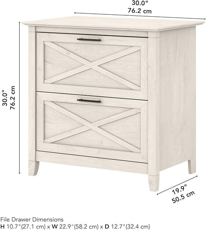 Bush Furniture Key West 2 Drawer Lateral File Cabinet in Linen White Oak, Document Storage for Home Office, Accent Chest with Drawers