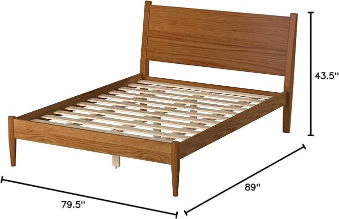 Mid-Century Panel Bed - King Size - Castanho Finish