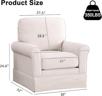 INZOY Swivel Accent Chair Linen Mid Century Modern Chair, Comfy Swivel Barrel Reading Chair, Upholstered Square Chair for Living Room Bedroom Small Spaces, Fully Assembled, Beige