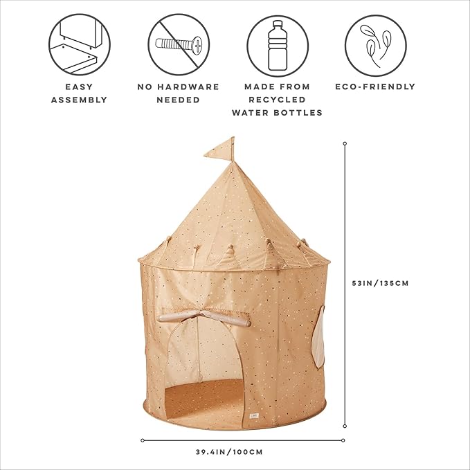 3 Sprouts Kids Play Tent - Sustainable Recycled Fabric – Fun Spacious Childs Playhouse for Indoor Games for Boys & Girls - Durable Fort Pop Up House for Toddlers & Children Age 3-10 - Terrazzo Clay