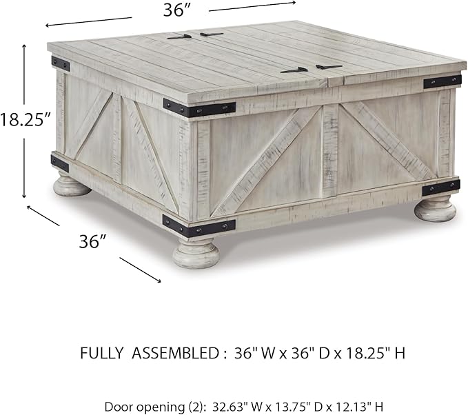 Signature Design by Ashley Carynhurst Casual Cocktail Table with Storage, Whitewash