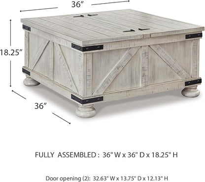 Signature Design by Ashley Carynhurst Casual Cocktail Table with Storage, Whitewash