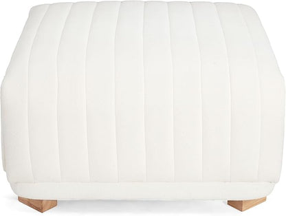Christopher Knight Home Reyno Upholstered Ottoman with Storage for Living Room, Chenille Fabric Storage Ottoman Foot Rest with Side Drawers, Modern Square Coffee Table with Wooden Frame, Light Beige