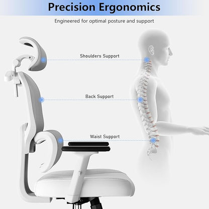 Office Chair, Ergonomic Desk Chair, High Back Desk Chair, Big and Tall Reclining Comfy Home Office Chair with Lumbar Support Breathable Mesh Computer Chair Adjustable Armrests