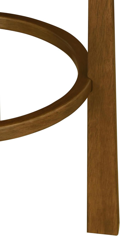 Christopher Knight Home Lera Modern Counter Height Bar Stools Set of 2, Fabric Round Stool Chair for Kitchen Island, Wooden Dining Room Chair, Upholstered Counter Stool with Footrest,Dark Walnut+Ivory