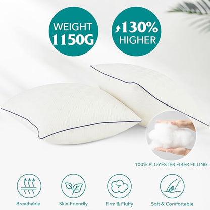 Oubonun 24x24 Pillow Inserts Set of 2 - Square Decorative Throw Pillows for Couch Bed Sofa Living Room Down Alternative Polyester Filling 24 Inch Insert(Beige)