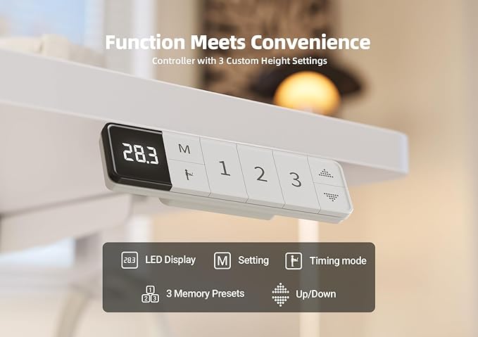 YDN Electric Standing Desk Adjustable Height, 40 x 24 Inches Stand up Desk with Cable Management, Home Office Desks with Splice Board & White Frame, White Top