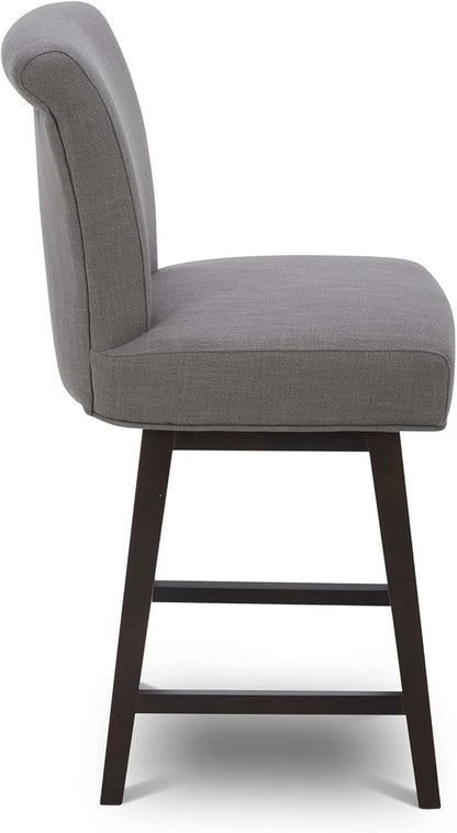 CHITA 26 Inch Counter Height Swivel Bar Stools Set of 2, FSC Certified Modern Fabric Swivel Barstool Chair with Back, Flint Grey