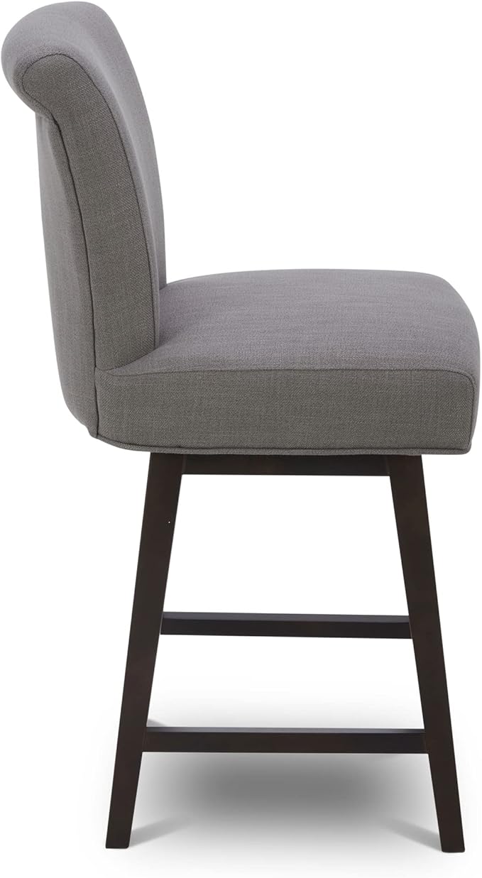 CHITA 26 Inch Counter Height Swivel Bar Stools Set of 4, FSC Certified Modern Fabric Swivel Barstool Chair with Back, Flint Grey