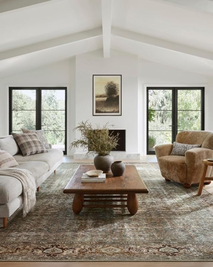 Loloi Amber Lewis Georgie Collection GER-07 Moss/Salmon 2'-6" x 12'-0", .19" Pile Height, Runner Rug