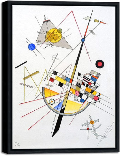 Wieco Art Framed Canvas Wall Art Delicate Tension #85, 1923 by Wassily Kandinsky Classic Famous Paintings Reproductions Canvas Wall Art for Home Office Decoration
