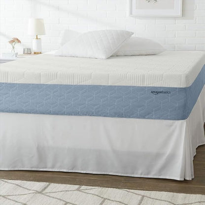 Amazon Basics Memory Foam Mattress, Medium Firm, Cooling Gel, Full Size Mattress, CertiPUR-US® Certified Foam, 75 x 54 x 12 inches, White/Gray