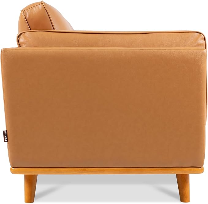 MCombo Napa Leather Accent Chair, 41.9'' Wide Leather Chair for Living Room, Office, Solid Wood Accent, VE792 (Cognac Tan)