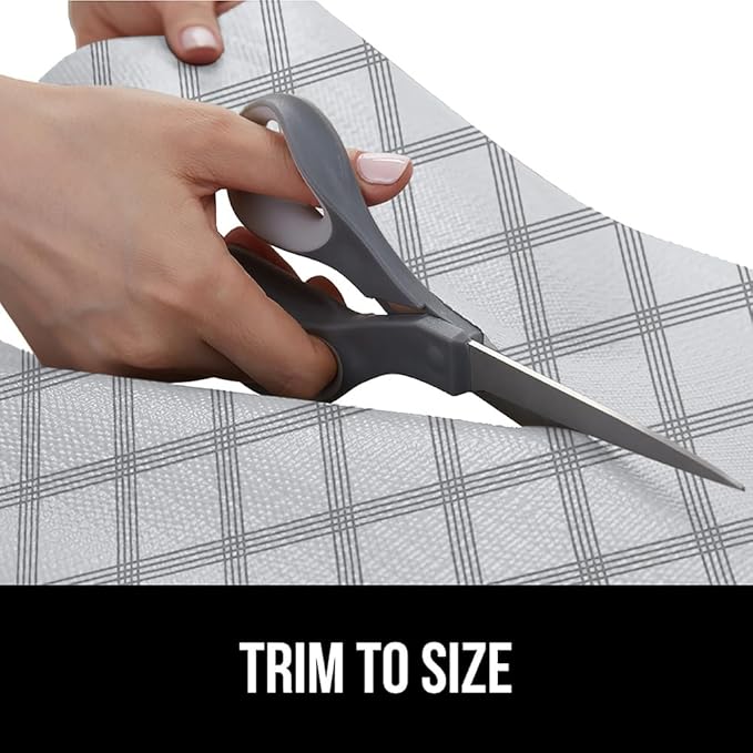 GORILLA GRIP DripGuard Shelf Liner, Non Adhesive Drawer and Kitchen Cabinet Protector, Slip Resistant BPA Free Smooth Surface Plastic Liners for Cabinets, Bathrooms, Closets, 17.5x240 Inch Gray Stripe
