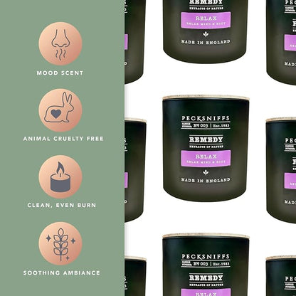 Pecksniff's Relax Candle - 3 Wick, 19.4 oz, 550g - Long-Lasting RelaxFragrance - Soothing Ambiance for Home Decor - Elegant Dark Green Design
