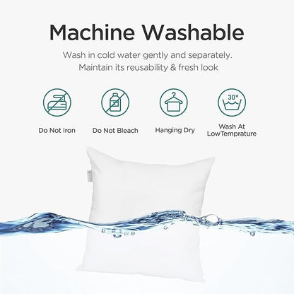 Acanva 26x26 Throw Pillow Inserts Set of 2, Premium Polyester Fiber Fill Square Sham Stuffer Cushion for Sofa, Bed, Couch and Chair, Machine Washable, 26x26 Inch(for 24x24 Cover), White 2 Count