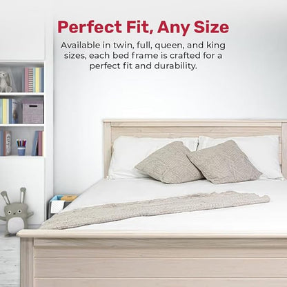 Solid Hardwood Deluxe Platform Bed Frame, Headboard, Footboard & Slats, Quality Crafted in Pennsylvania, USA from Poplar by Mennonite Artisans, No Box Spring Needed, Easy Assembly