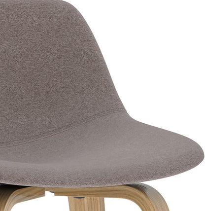 SIMPLIHOME Randolph Counter Stools (Set of 2) - 28 Inch Seat Height Upholstered Bentwood Kitchen Seats in Mocha Polyester Linen, Mid Century Modern Seating with Curved Backrest and Chrome Footrest