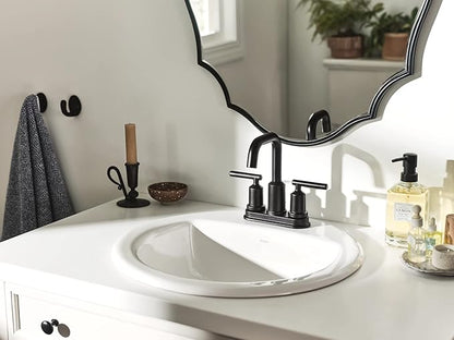 Moen Gibson Matte Black Two-Handle Centerset Modern Bathroom Faucet with Drain Assembly for 4-inch 3-Hole Countertops, 6150BL