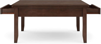 SIMPLIHOME Artisan Square Coffee Table - 36 inch Wide Solid Wood Transitional Cocktail Table in Russet Brown, Classic Living Room Table with Slatted Open Shelf and Contemporary Framed Top Design