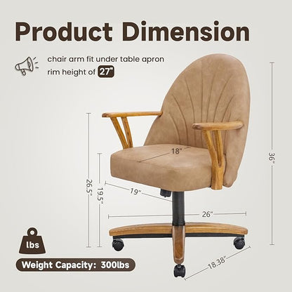 Chromcraft Set of 4 Caster Swivel Tilt Dining Chairs, PU Leather Chairs with Soft Wheels, Ultra Comfy Sturdy Kitchen Room Chairs, Rolling Chair on Wheels for Home (Ivanhoe NPL Nude)