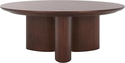 SAFAVIEH Couture Collection Barnard Walnut Round Solid Wood Coffee Table