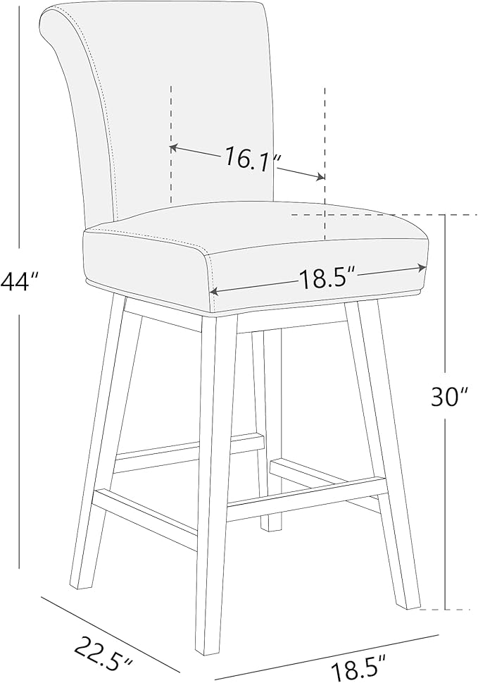 CHITA 30 Inch Counter Height Swivel Bar Stools Set of 2, FSC Certified Modern Upholstered Faux Leather Swivel Barstool Chairs with Back, Stone Grey