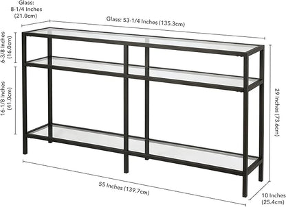Henn&Hart 55" Wide Rectangular Console Table in Blackened Bronze, Entryway Table, Accent Table for Living Room, Hallway