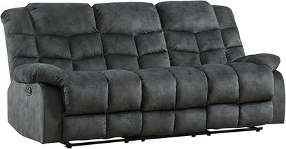 EBELLO Reclining Couch for Living Room, Extra Wide Modern Overstuffed 3 Seat Recliner Manual Sofa Breathable Fabric and Padded Cushion, Grey Green