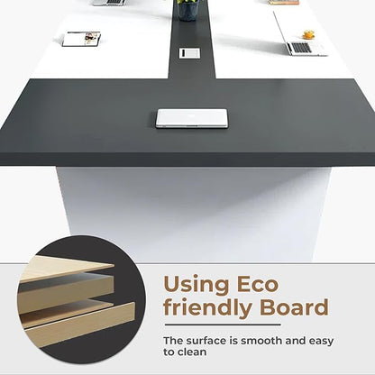 Rectangular Conference Room Table, Seminar Table Meeting Room Table Boardroom Desk Business Seminar Table Printer Desk no Chair for Office (White+Grey,22.97FT,275.59" L*62.99" W*29.53" H)