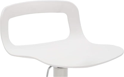 NOBPEINT NOB Contemporary Chrome Air Lift Adjustable Swivel Bar Stool (White, Set of 2)
