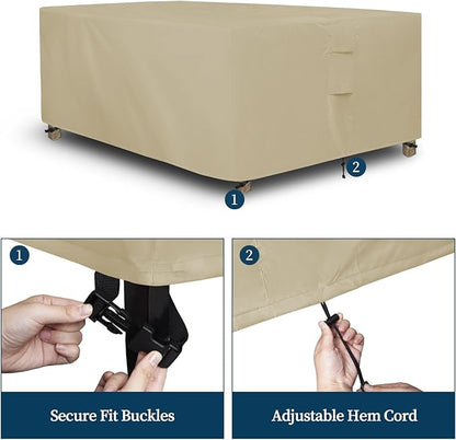 Easy-Going Rectangle Patio Furniture Cover Waterproof Outdoor Dining Table and Chair Cover Anti-UV Outside Sectional Sofa Set Covers (90"L x 64"W x 28"H, Camel)