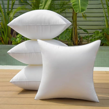 16 x 16 Outdoor Pillow Inserts Pack of 4 Patio Furniture Pillows Cushion Waterproof Square Throw Pillow Inserts Decorative Couch Pillow Inserts White Sofa Sham Cushion Stuffer