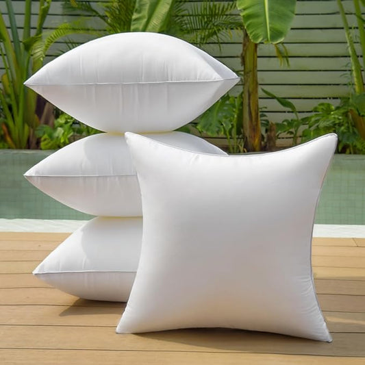 16 x 16 Outdoor Pillow Inserts Pack of 4 Patio Furniture Pillows Cushion Waterproof Square Throw Pillow Inserts Decorative Couch Pillow Inserts White Sofa Sham Cushion Stuffer