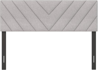 KOMFOTT Linen Fabric Upholstered Headboard for Full/Queen Size Bed, Rectangular Headboard with Solid Wood Legs & Adjustable Width, Padded Full/Queen Bed Headboard, Easy Assembly, Gray