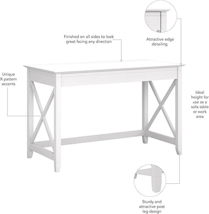 Bush Furniture Key West 48W Writing Desk in Pure White Oak