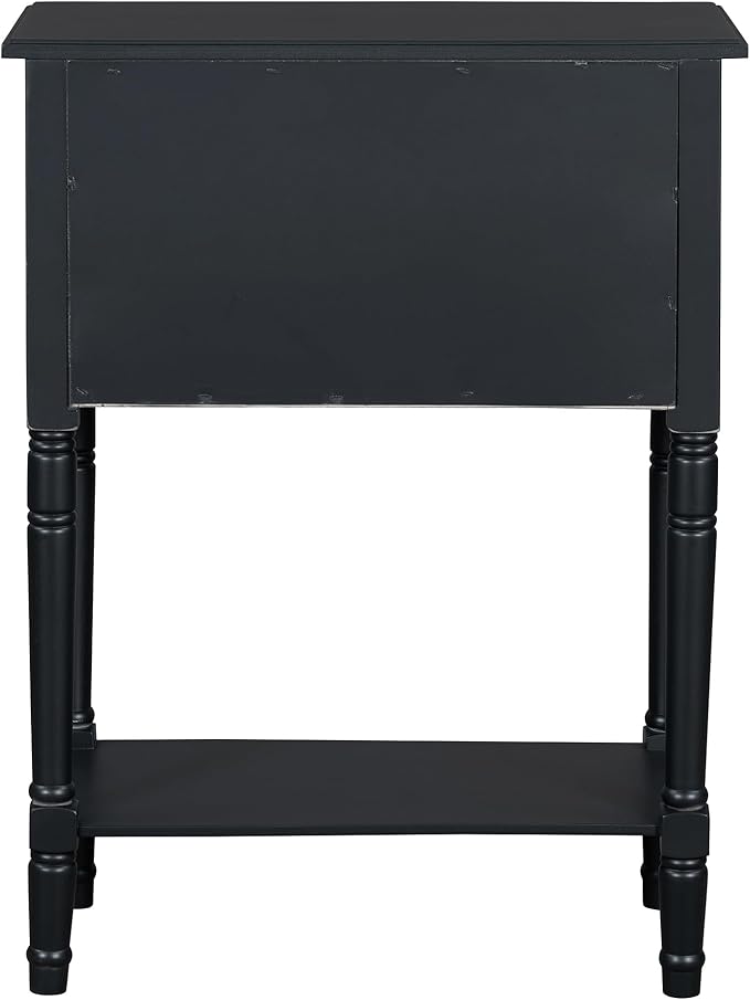 Knocbel Slim Antique Entry Console Table with 3 Drawers & Bottom Open Shelf, Solid Wood Narrow Sofa Couch Table for Entryway Hallway Living Room 23.7" W x 13" D x 31.4" H Black