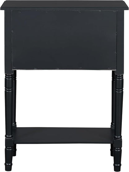 Knocbel Slim Antique Entry Console Table with 3 Drawers & Bottom Open Shelf, Solid Wood Narrow Sofa Couch Table for Entryway Hallway Living Room 23.7" W x 13" D x 31.4" H Black